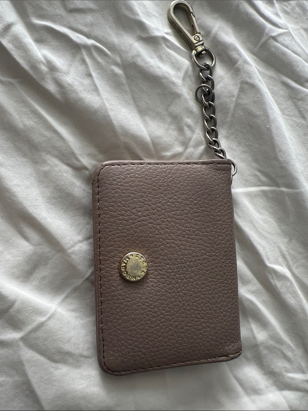 Steve Madden Leather Card Case Keychain - Dusty Mauve